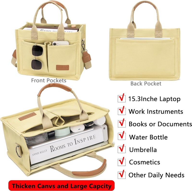 ZHMO Canvas Tote Bag for Women,Women's Bags Crossbody Bags Work Laptop Tote Bag Large Handbags Purse for Travel Nurse Teacher - Image 2